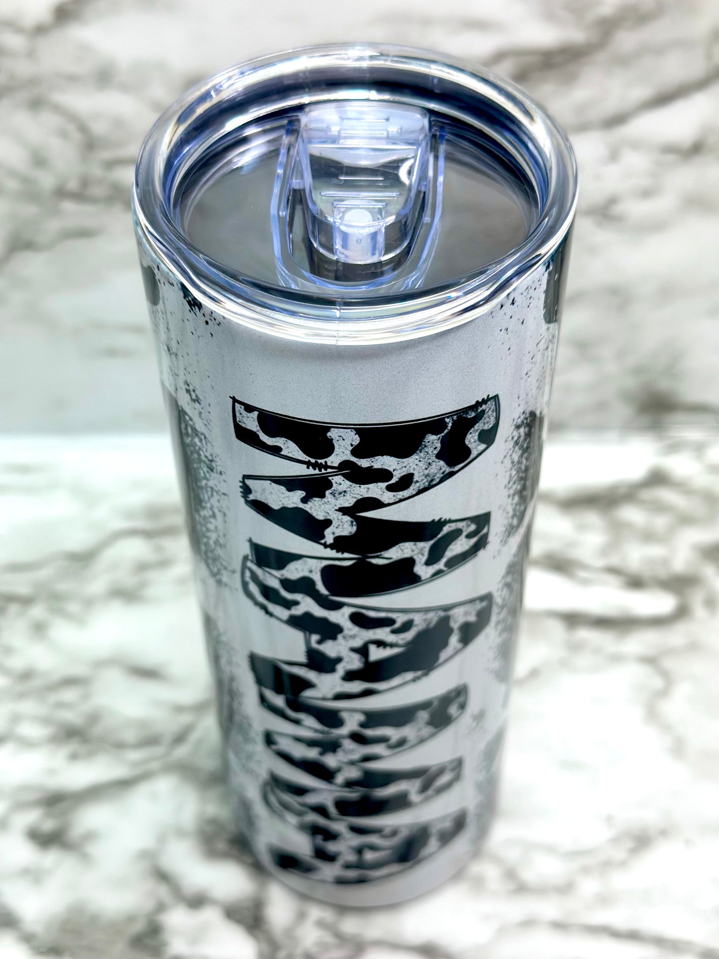 Mama Cow Print Sparkle Tumbler